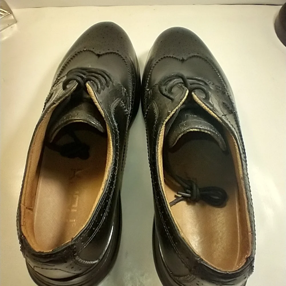 Kuru Warhol Black Leather Lace Up Wingtip Oxford Shoes Men's sz 13.